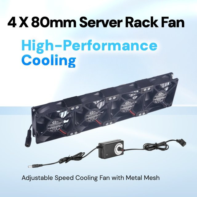 SXDOOL 4er-Pack Hochgeschwindigkeits-Lüfter mit Geschwindigkeitsregler in Schwarz, B: 80 mm, T: 25 mm, 4200 U/min, 43,3 CFM für Server, PC und GPU-Rigs - Bild 1