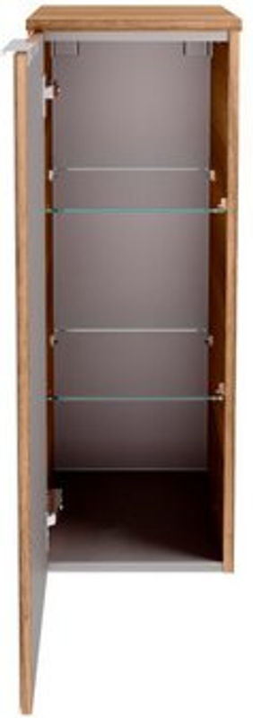 Fackelmann Midischrank B.brillant in Asteiche und Weiß mit Glastür, B/H/T: 30,2 x 82,6 x 32 cm - Bild 2