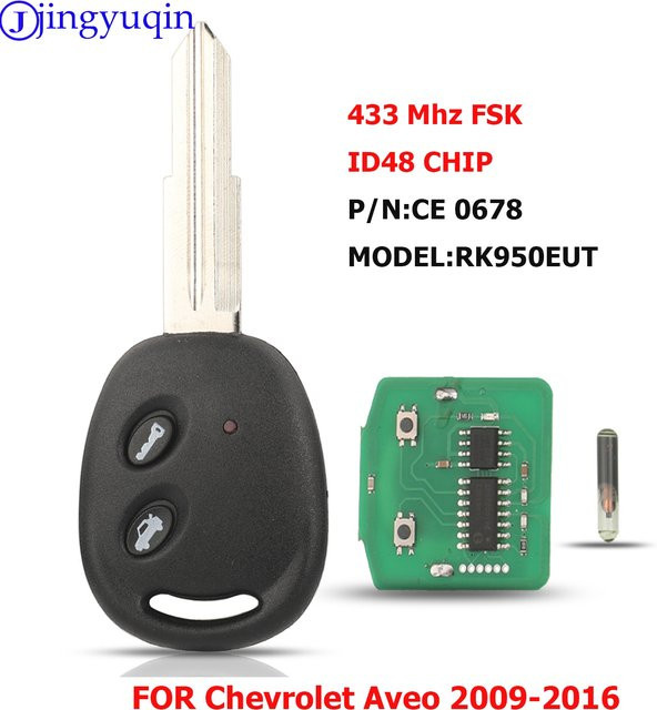 Jingyuqin Ersatz Fernbedienung Auto Schlüssel für Chevrolet Aveo Spark 2009-2016 mit ID48 Chip und 433,92 MHz Frequenz in Schwarz - Bild 1