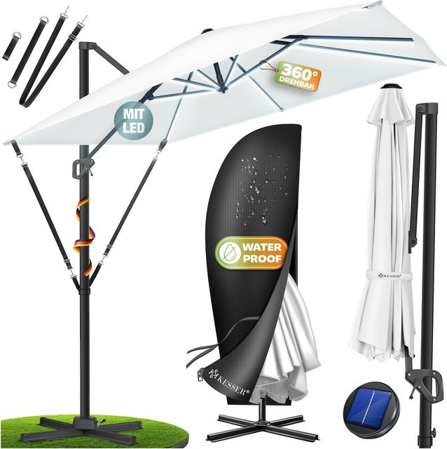 KESSER Ampelschirm SUN XL mit UV50+ Sonnenschutz, drehbar, neigbar und kippbar, B/T: 300 x 300 cm - Bild 1
