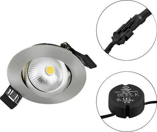 EVN S061302 LED-Einbauleuchte aus Edelstahl in Silber, 6W, dimmbar, IP54 - Bild 1