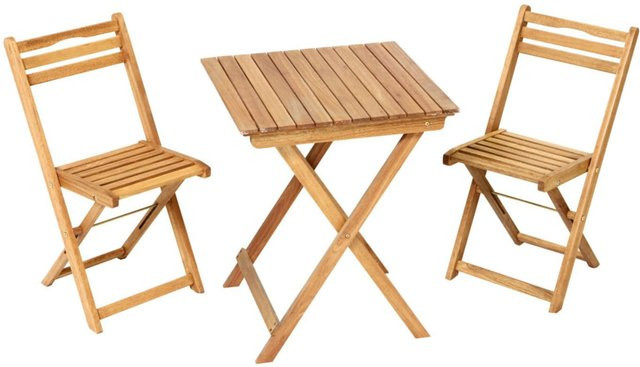 Merxx Balkonset Porto 3-teilig aus Eukalyptusholz in Beige mit Klapptisch Breite: 60 cm, Tiefe: 60 cm - Bild 1