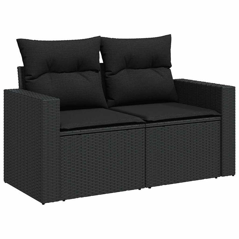 Vidaxl Garten-Sitzgruppe aus schwarzem Rattan mit Kissen im modernen Design - Bild 3