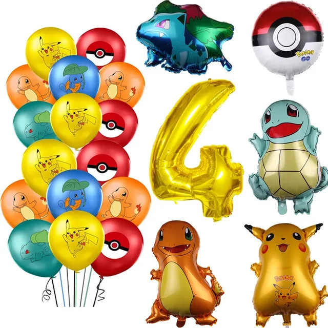 zhuangchen Pokemon Pikachu Charmander Squirtle Bulbasaur Ballon Set, 26-teiliges Set - Bild 1