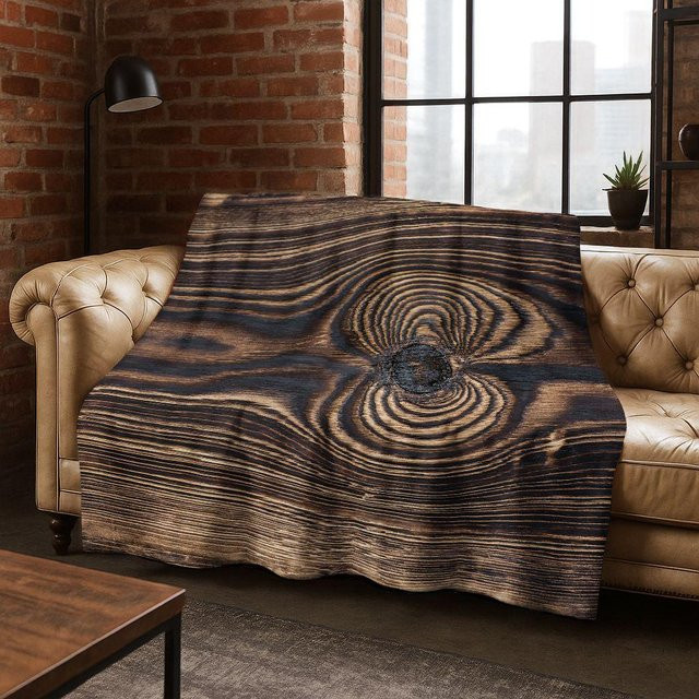 YangJOJO Flanell Decke Regenbogen Retro Holzbrett Design in Schwarzbraun, weiche Überwurfdecke für Bett und Sofa, B/B: 150 x 200 cm - Bild 1