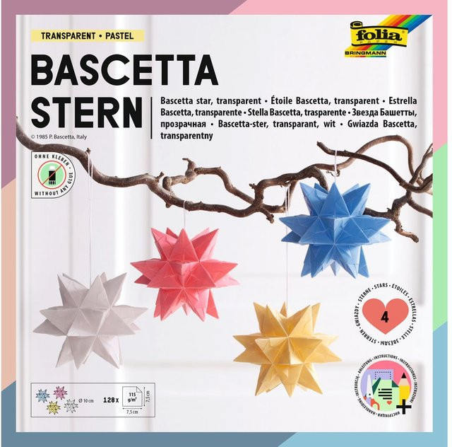 Bascetta-Stern Set Transparent in Pastellfarben aus Papier für die Advents- und Weihnachtszeit - Bild 1
