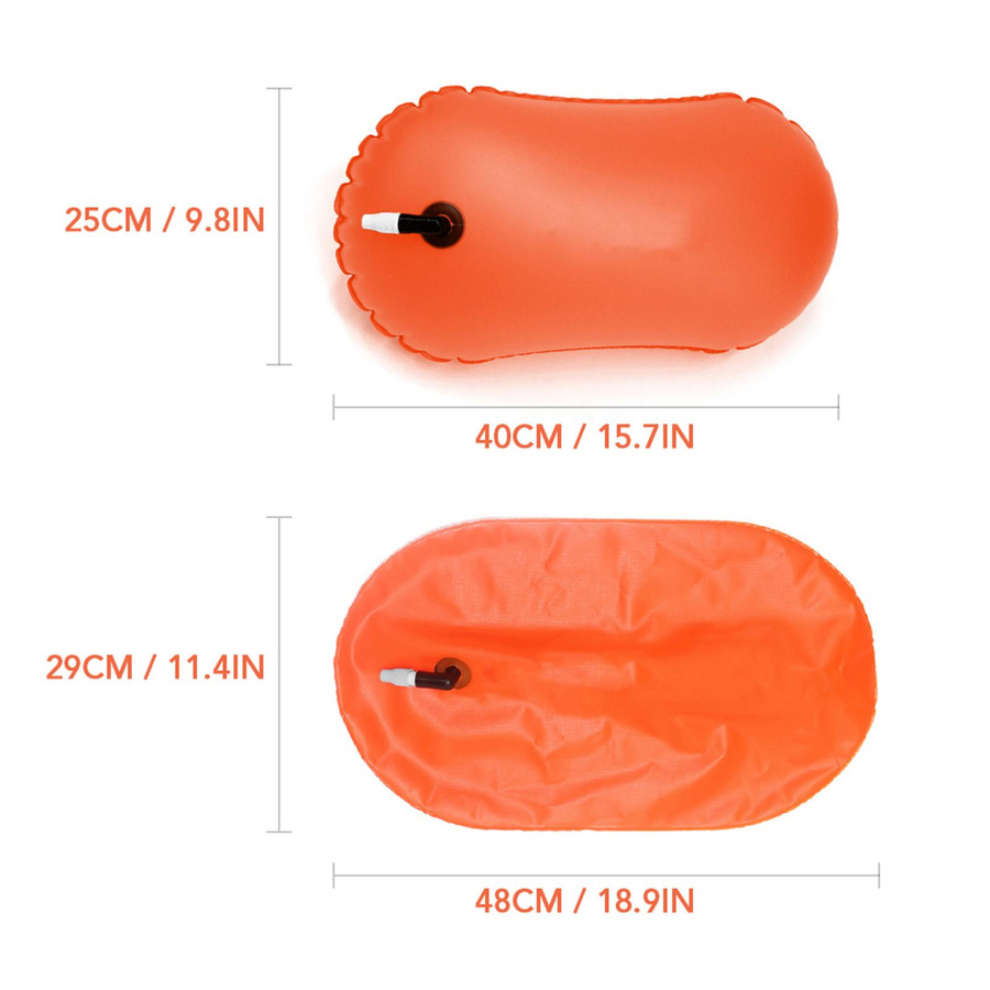 Aufblasbarer Schwimmbeutel in Orange aus wasserdichtem PVC zum Schwimmen und Schnorcheln - Bild 2
