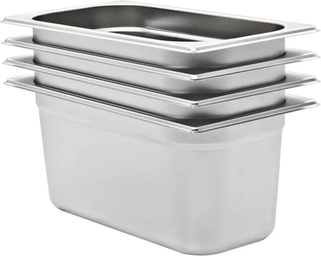 vidaXL Gastronormbehälter Set aus Edelstahl, 4 Stück, Farbe Silber, GN 1/3, Höhe: 15,0 cm - Bild 1