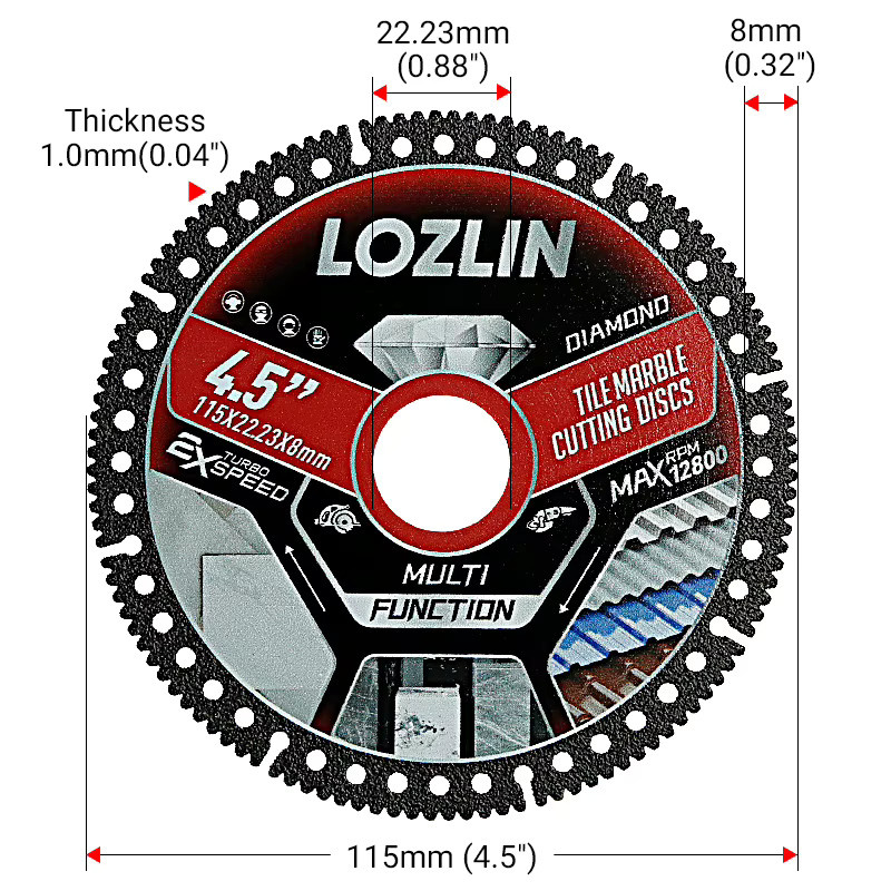 LOZLIN 3-teiliges Ultradünnes Diamantsägeblatt Set für Präzisionsschnitte in Keramik, Porzellan, Fliesen, Marmor und Granit, Silber - Bild 2
