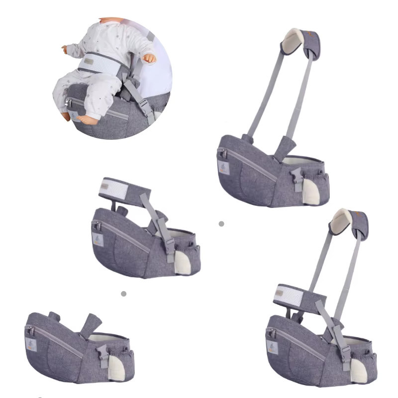 Ergonomische Babytrage von dajinbear in Grau für Kleinkinder mit Hüftsitz und nach vorne gerichteter Tragefunktion - Bild 2