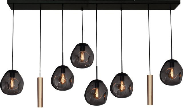 Masterlight Lava 6/2 Pendelleuchte 8-flammig mit Glas in Rauchgrau und Gold matt - Bild 1
