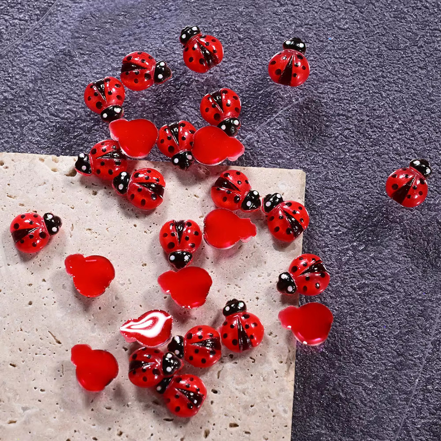 HotPress Nagelcharms, 50 Stück, Rote Marienkäfer, Harz, Glänzend, Unisex - Bild 2