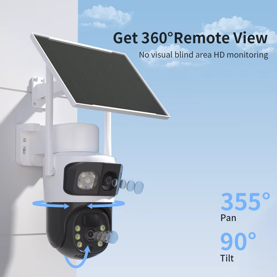 V380 4K 4+4MP Solarbetriebene WiFi Außen-IP-Kamera mit PTZ-Nachtsicht, PIR-Menschenerkennung und drahtloser CCTV-Überwachung in Weiß - Bild 2