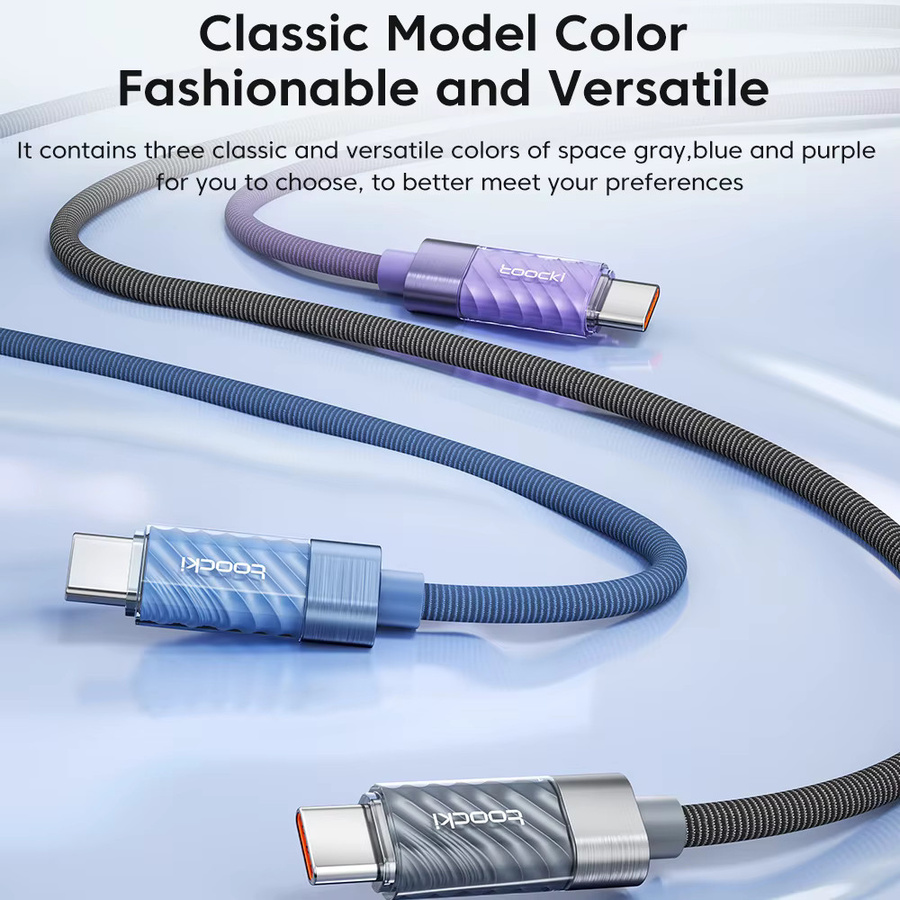 Toocki USB Typ C Schnellladekabel mit Digitalanzeige für iPhone und iPad, 20W, Lila - Bild 5