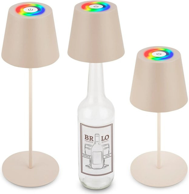 Brilo Akku Tischleuchte Calida Touch dimmbar mit Flaschenaufsatz, Beige, Höhe: 36 cm - Bild 1
