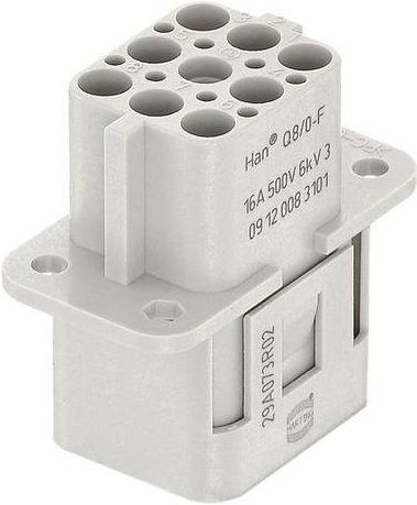HARTING Stifteinsatz 09120083101XL für 8 Crimpen in Grau und Weiß aus Kunststoff - Bild 1