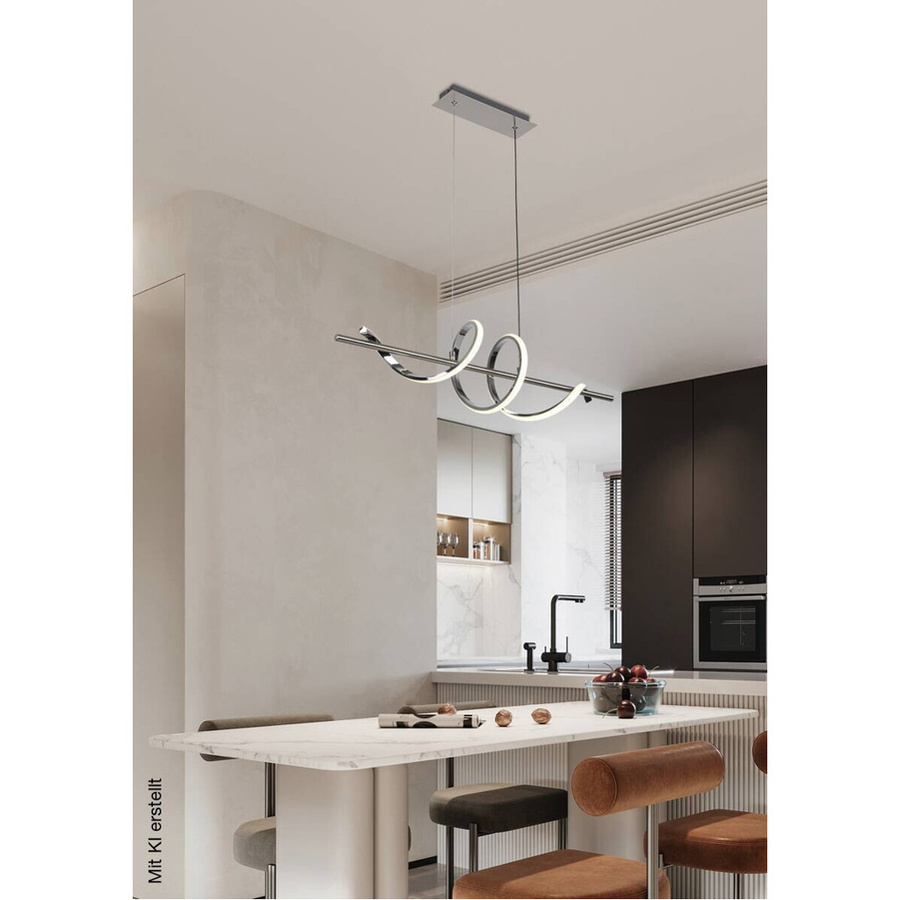 Nolo LED-Pendelleuchte Serpente modern in Silber/Chrom, B/H/T: 80 x 120 x 22 cm - Bild 2