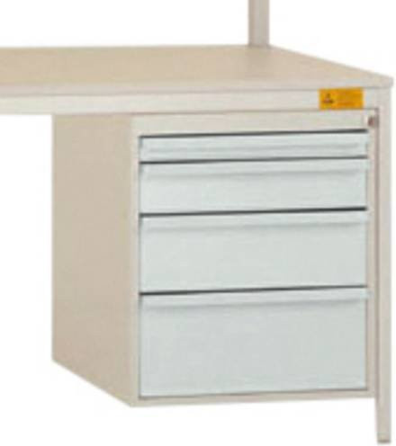 Manuflex LD4832.7035 ESD-Gehäuse-Unterbau aus Stahl in Grau-Weiß mit 4 Schubfächern und einer Nutzhöhe von 50 cm - Bild 1