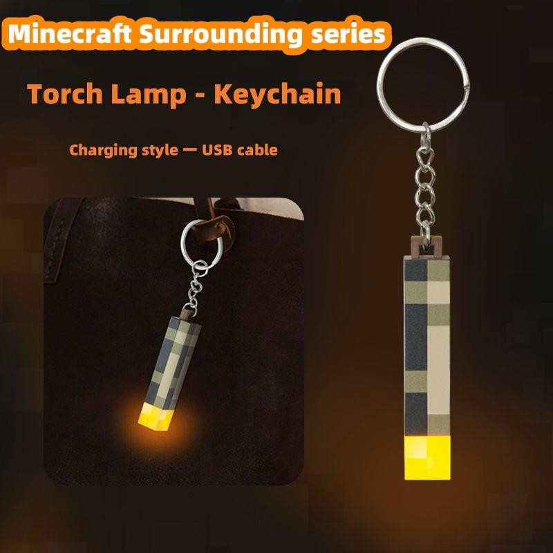 YJMP Minecraft Gaming LED Umgebungsfackel als USB wiederaufladbare Mini-Taschenlampe und Schlüsselanhänger im 3er-Set, Multicolour - Bild 4