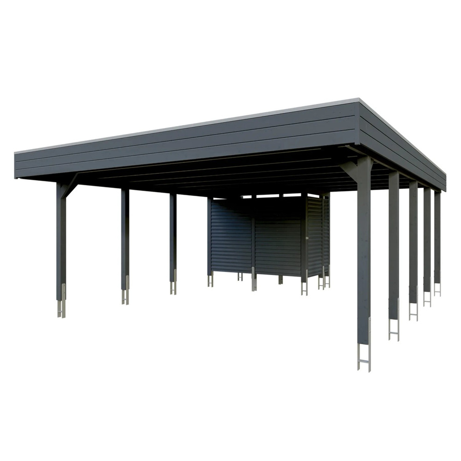 Skan Holz Doppelcarport Friesland Set 14 mit Abstellraum Anthrazit Schwarz B/T: 557 x 708 cm - Bild 2