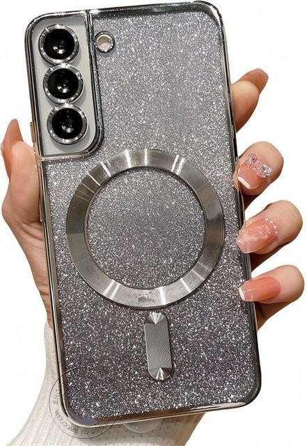 MagSafe Magnetische Glitzerhülle für Samsung Galaxy S25 S24 S23 S22 S21 S20 Plus FE Note20 Ultra in Transparent Silver - Bild 1