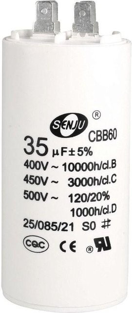 GargerHa CBB60 Anlaufkondensator 35uF 450V AC für Kompressor Wasserpumpe und Motor in Weiß - Bild 1