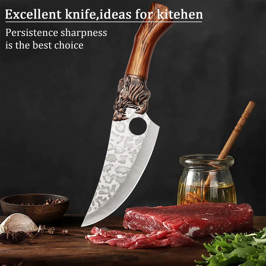 WXCOO Handgeschmiedetes Allzweckmesser mit Holzscheide für Fleisch, Fisch und Obst - Bild 2