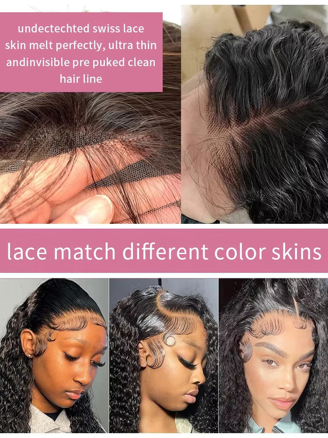 Line hair Deep Wave Glueless Perücke, 40 Zoll, 100% Echthaar, Damen - Bild 6