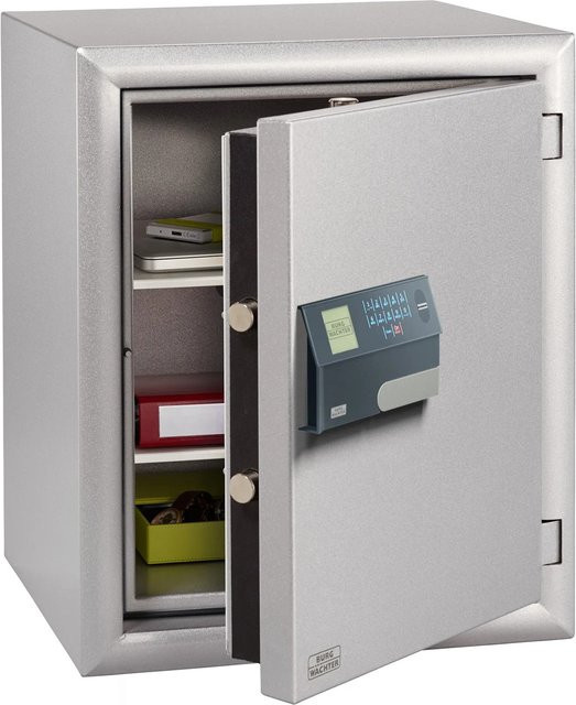 Burg-Wächter Wertschutzschrank MTD 760 E FP feuergeschützt mit Fingerabdruckschloss und Zahlenschloss, Farbe: Silber, B/H/T: 50 x 62,5 x 46,2 cm - Bild 1