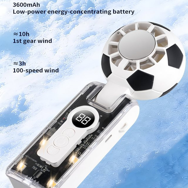 Fireurus Tragbarer Handventilator mit Digitalanzeige, USB-wiederaufladbar, 12000 U/min Hochgeschwindigkeits-Turbo-Kühlventilator, Weiß - Bild 1