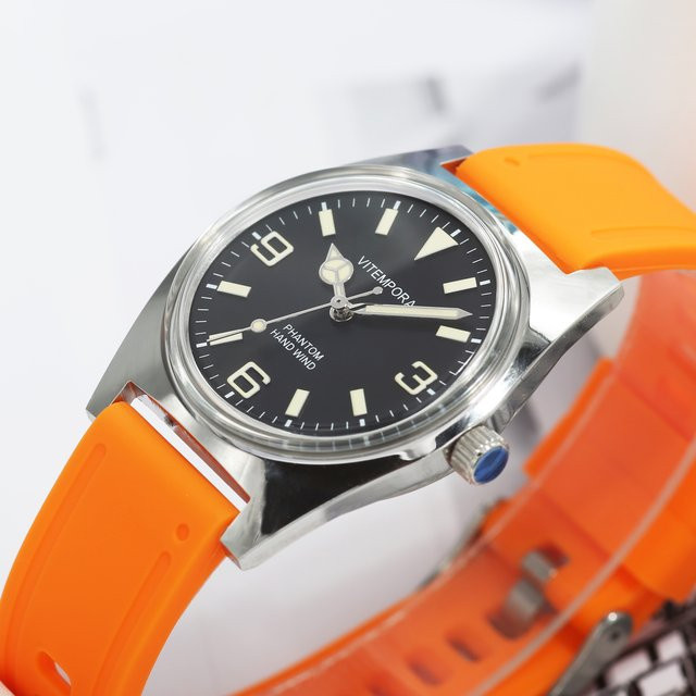 HEIMDALLR Armbanduhr, Handaufzug, 36 mm, Schwarz, Silikon, Herren - Bild 1