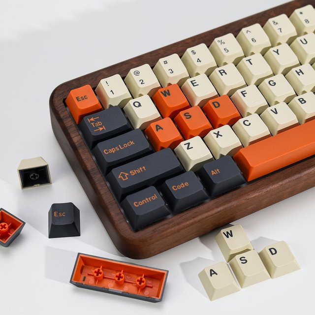 KBDiy GMK Carbon Keycap Set Retro PBT ISO Double Shot Cherry Profile für mechanische Gaming-Tastaturen mit MX Switches in Blau und Multicolour - Bild 1