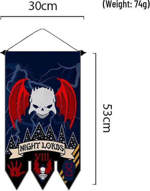 Warhammer 40K Ordensbanner Flagge mit Totenkopf-Motiv in Schwarz, 30 x 30 cm - Bild 1