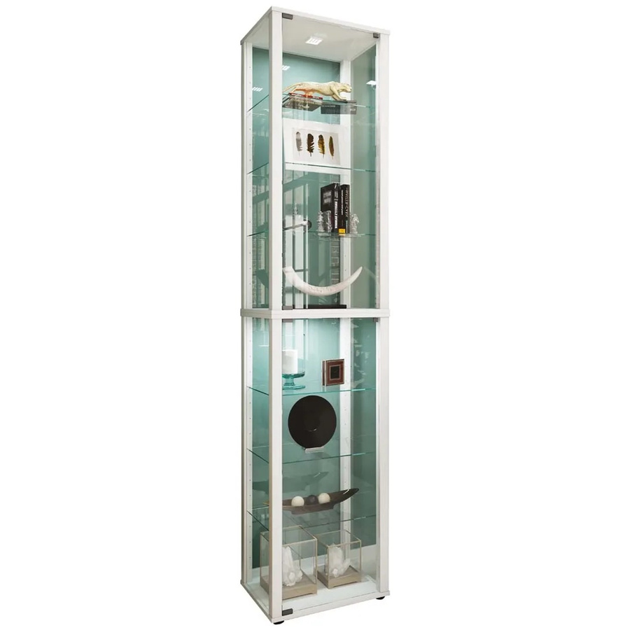 VCM Vitrinenschrank Kavisa XL in Weiß mit ESG-Sicherheitsglas und Glastüren, H x B x T: 227 x 50 x 38 cm - Bild 3