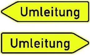 ADCO Umleitung doppelseitig in Gelb mit RA2 Folie, B: 125 cm, H: 35 cm - Bild 1