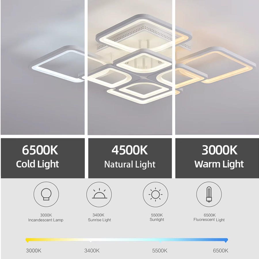 Moderne quadratische LED Deckenleuchte von IRALAN in Weiß mit RGB-Beleuchtung und dimmbarer Funktion für dein Wohnzimmer - Bild 2