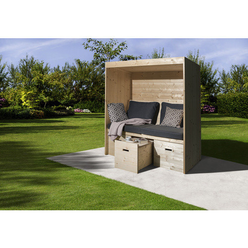 WEKA Sitzlaube Bozen aus Fichtenholz in Natur und Beige, B/H/T: 173 x 194 x 86 cm - Bild 2
