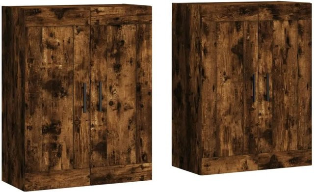 Set aus 2 vidaXL Wandschränken aus Holzwerkstoff in Räuchereiche, Farbe Braun, B/H/T: 90 x 34 x 69,5 cm - Bild 1