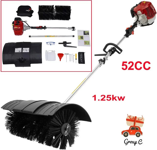 Benzin-Kehrmaschine mit 52cc 2-Takt-Motor und 2,3 PS in Schwarz-Rot - Bild 1