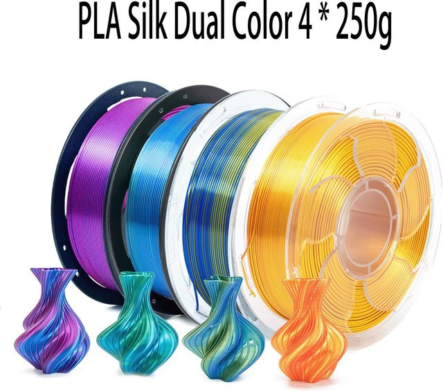 Antinsky Zweifarbiges Seiden PLA Filament 1,75mm für FDM 3D-Drucker, Multicolour Schwarz Rot Grün, 250g - Bild 1