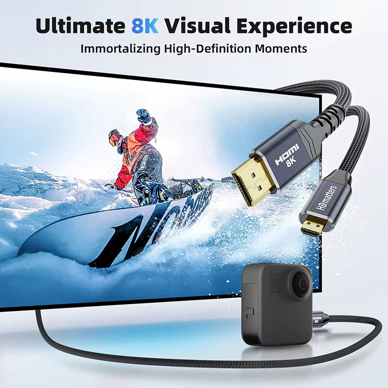 HDmatters Micro HDMI zu HDMI Kabel 8K HDMI 2.1 mit HDR und eARC, bidirektional, 4K 120Hz, Schwarz - Bild 3