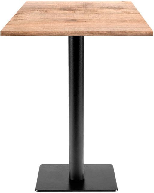 RestooTab Stehtisch Milan T quadratisch in Eiche Dekor mit schwarzem Gestell, B/T/H: 60 x 60 x 113 cm - Bild 1