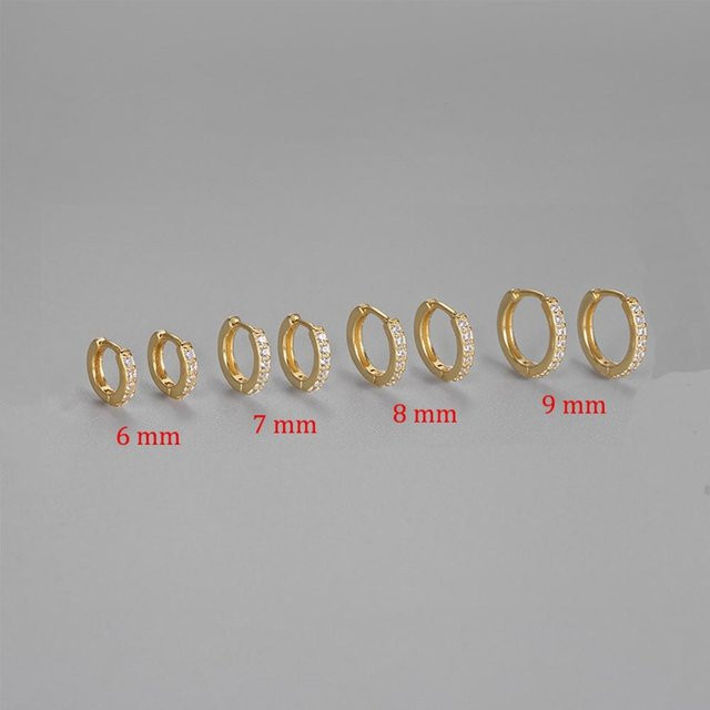 Creolen, Kristall Zirkonia, 9mm, gold, Unisex - Bild 1