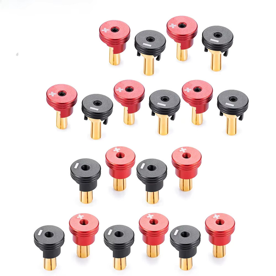 AXSPEED 5 Paar Bananenstecker Anschlüsse 4/5 mm in Rot mit Kühlkörper und Kugelgriffen für RC Lipo Batterie, Drohnen und Modellbau - Bild 1