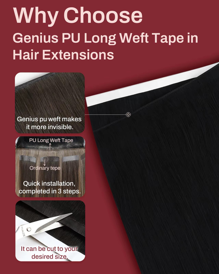 Moresoo Tape-in Haarverlängerungen Echthaar Remy, 50g, Genius Tape Weft - Bild 3
