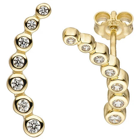 Colfem Ohrstecker 333 Gelbgold, Zirkonia, Unisex - Bild 1