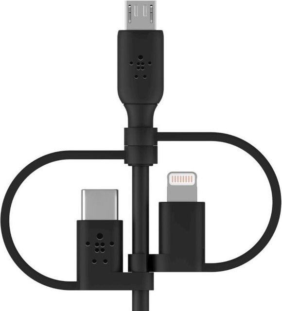 Belkin BoostCharge Universal Daten- und Ladekabel USB-A auf Lightning, Micro-USB und USB-C, Schwarz, 1m - Bild 2