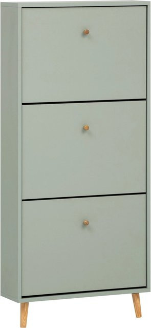 Schildmeyer Schuhkipper Bjarne mit 3 Klappen in Pistaziegrün, Eiche massiv, B/H/T: 59,8 x 131 x 19,55 cm - Bild 1