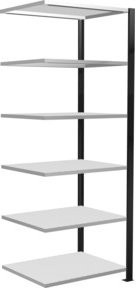 Schulte Anbauregal Büro-Steckregal MULTIplus150 mit 6 Fachböden, schwarz/RAL 7035 lichtgrau, B/T/H: 200 x 75 x 60 cm - Bild 1
