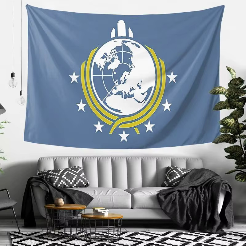 VIKAMA Super-Erde-Flaggen Wandteppich in Blau mit Sternen-Motiv, klassisches Textil für Wohnzimmer, Schlafzimmer und Büro, B/H: 73 x 73 cm - Bild 2